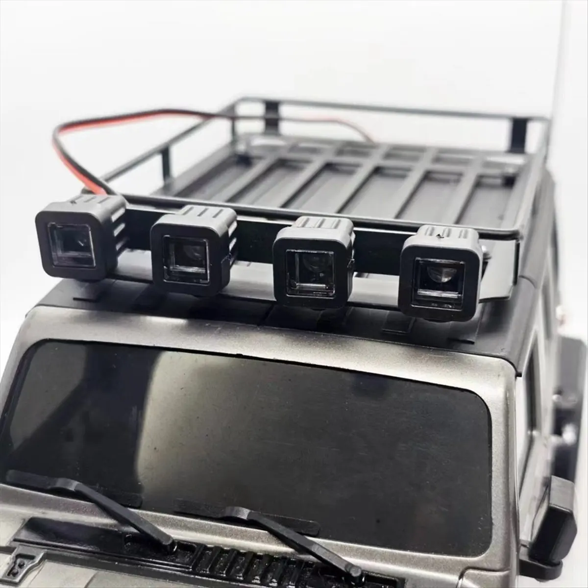 Universal Roof Racks Luggage Carrier Car Frame with LED Light for 1/18 C8801 RC Crawler Car Parts Round Lamp-ABHG