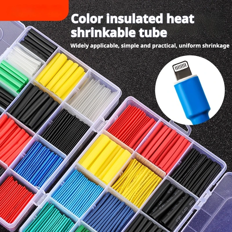 

127-750pcs Heat-shrink Tubing Thermoresistant Tube Heat Shrink Wrapping Kit Electrical Connection Wire Cable Insulation Sleeving