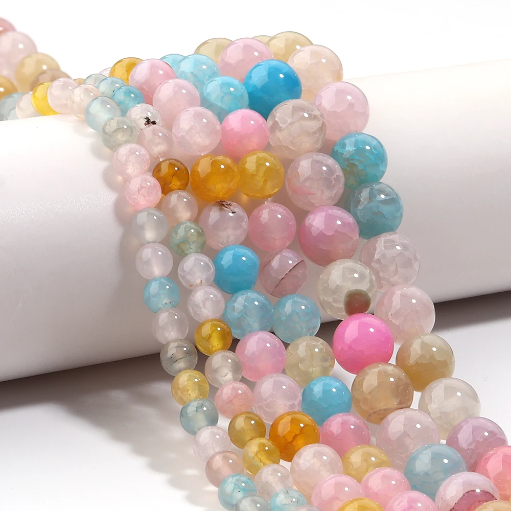 6/8/10 mm natürliche Morganit-Drachenachat-Steinperlen, bunte runde lose Perlen für die Schmuckherstellung, DIY-Armband, Halskette, Zubehör