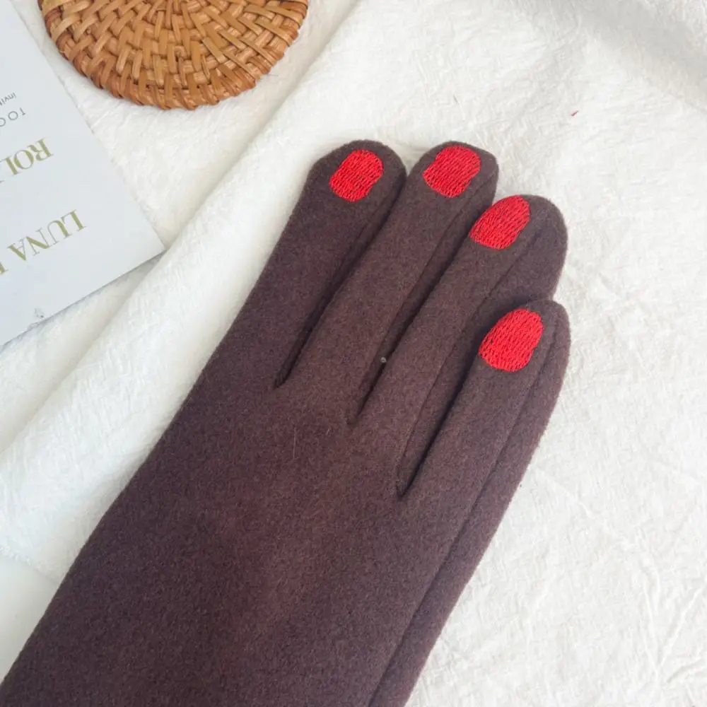 Women's Fashion Touchscreen Nail Polish Gloves Cold Resistant Vintage Split Finger Glove Thickened Windproof Winter Warm Gloves