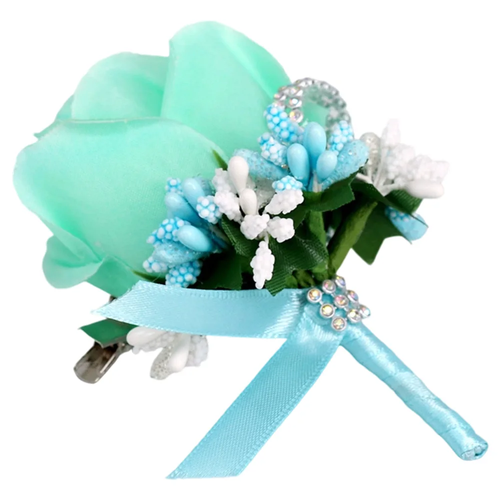 Corsage With Pin Silk Ribbon Corsage Wedding Ceremony Blue Party Decoration Perfect For Wedding Guests For Events