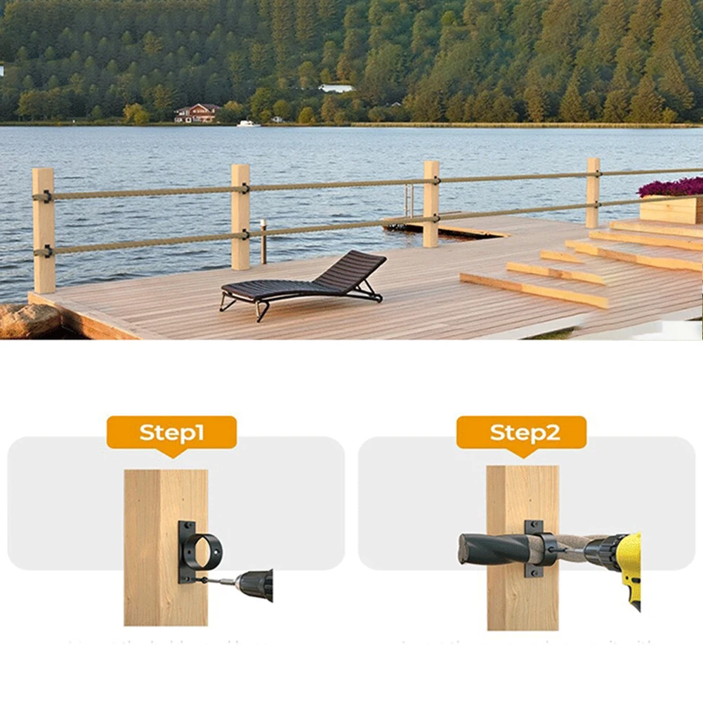 Stainless Steel Brackets Black Rope Clamps Complete Installation Package Effortless Setup Elegant Outdoor Design