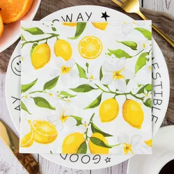 Tough Colorful Printed Napkin Paper Towel Towel Lemon Fruit Party Applicable Wine Glass Decoration Paper Placemat 2Ply 20pcs/pac