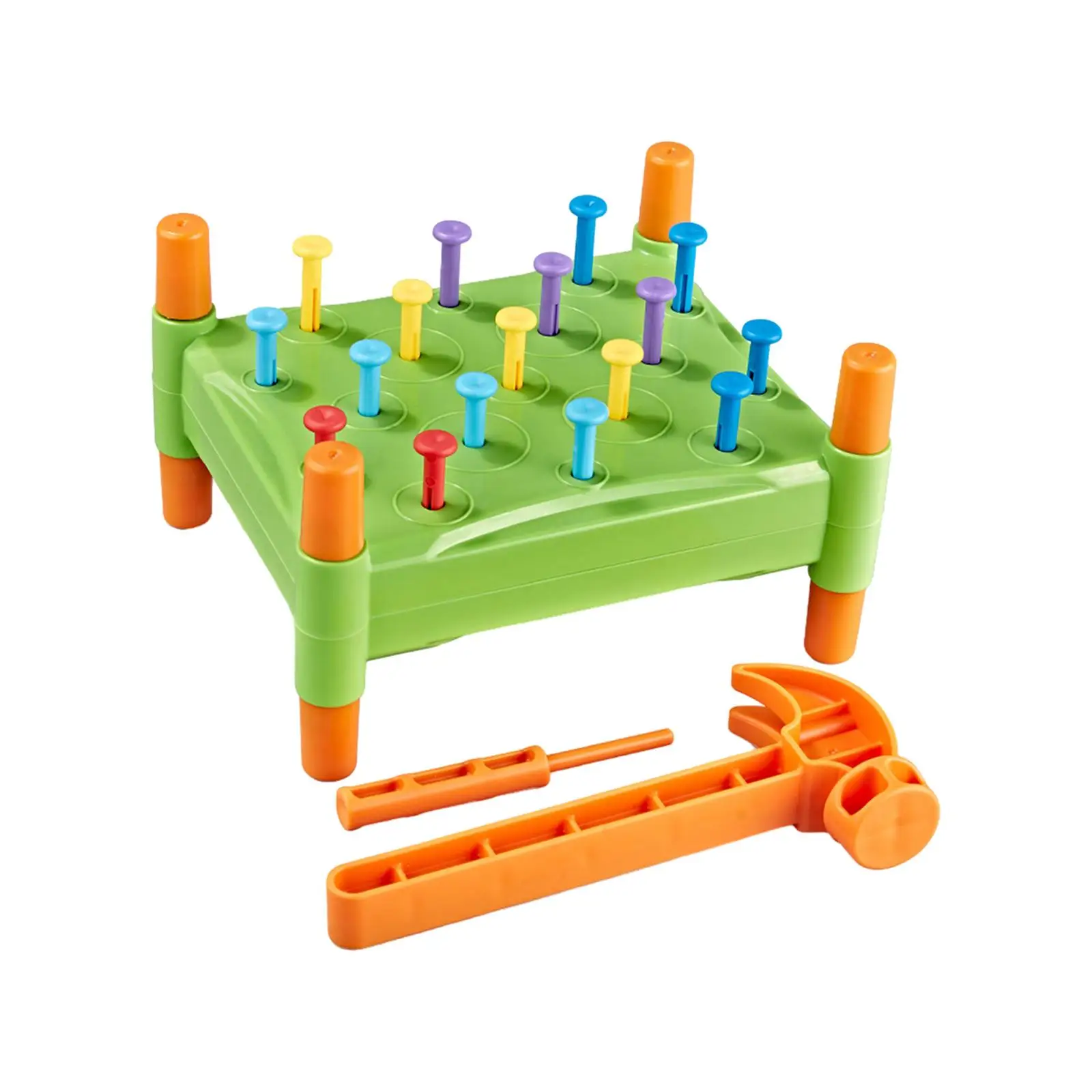 Pounding Toy Peg Board Toy Education Game with Mallet Early Learning Pounding Bench Toy Color Matching for Preschool Girls