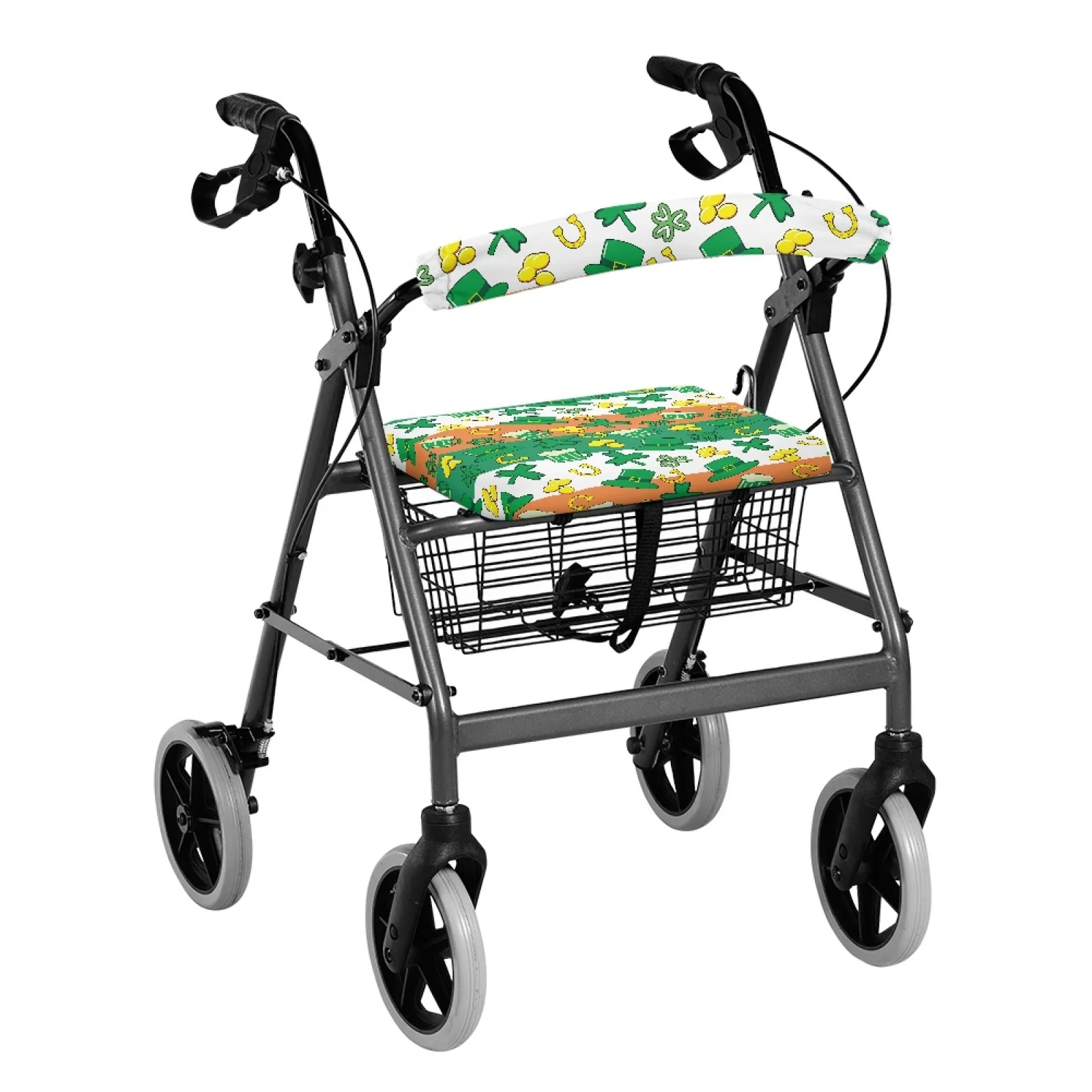 Coloranimal Dust Proof Easy Installation 2 Pcs Rollator Walker Seat Back Cover for Parents for Neighborhoods St. Patrick's Lucky