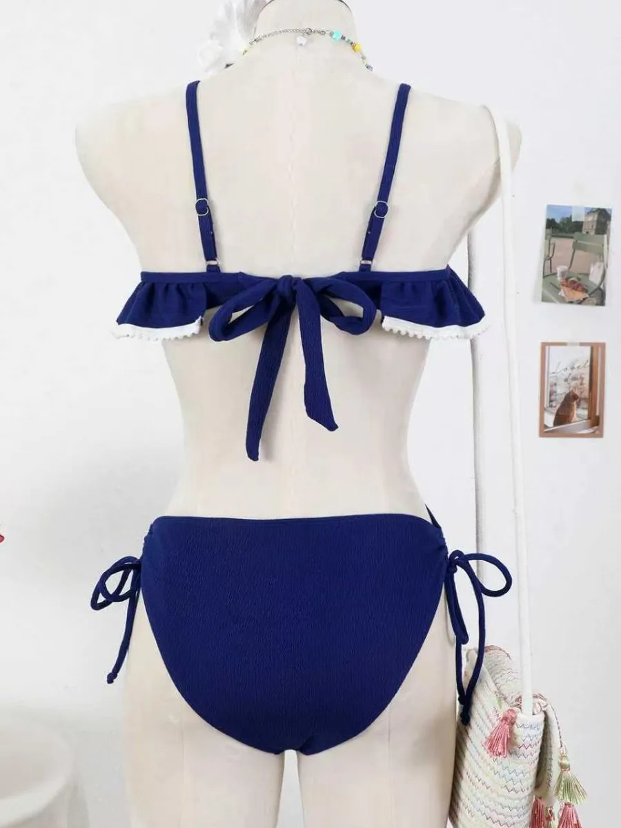 2026 Ruffle High Waisted One Piece Swimsuit Women Backless Tie Side Push Up Tummy Control Modest Swimwear Beach Vacation Summer