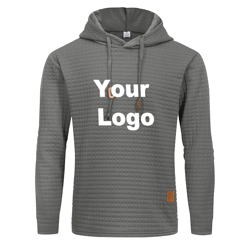 Men's Custom Logo Solid Color Jacquard Sweater Casual Daily Pullover Fashion Large Size Spring and Autumn