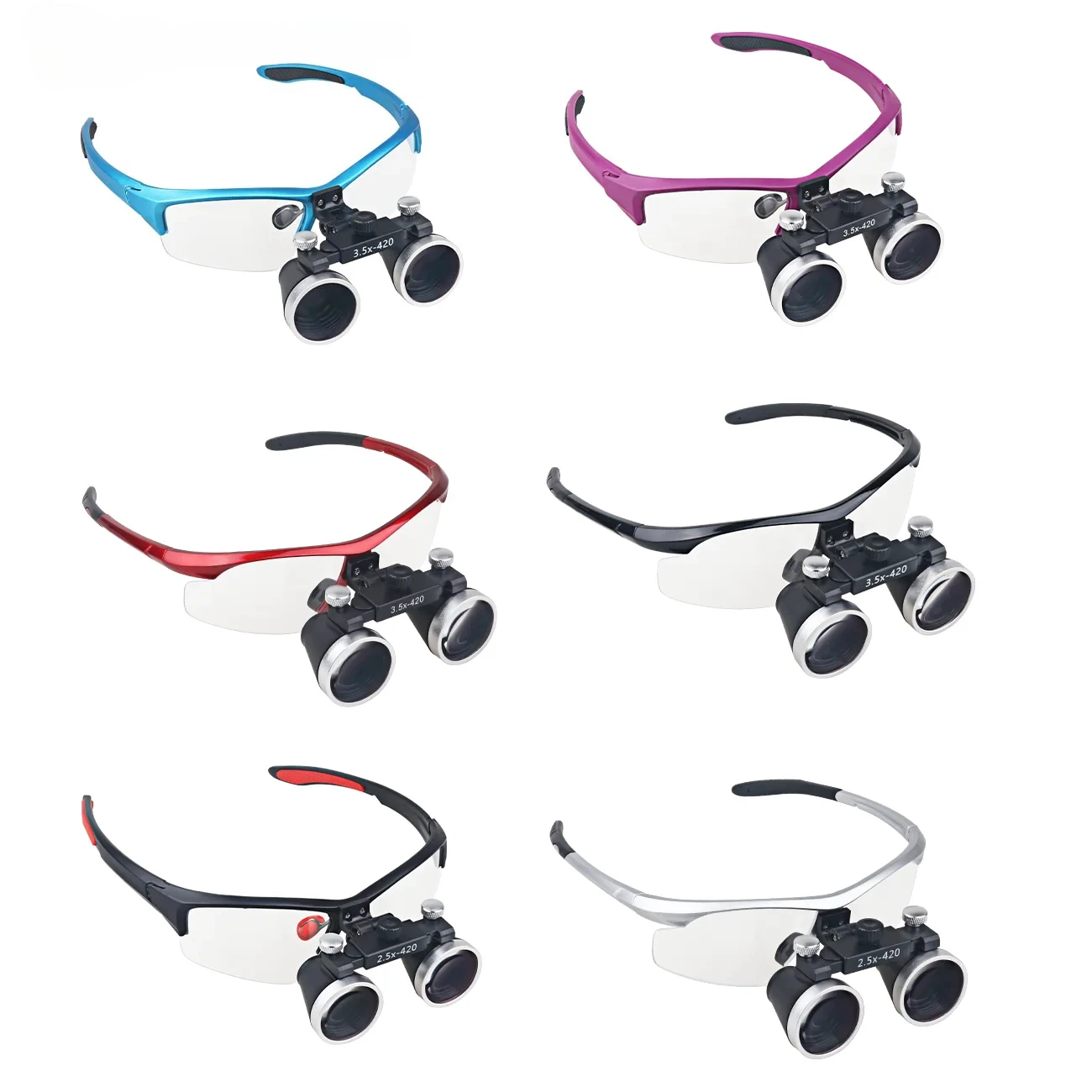 2.5x/3.5x Optical Magnifying Dental Loupes Ergonomic Frame Goggles 320-420mm Working Distance Binocular Magnifier