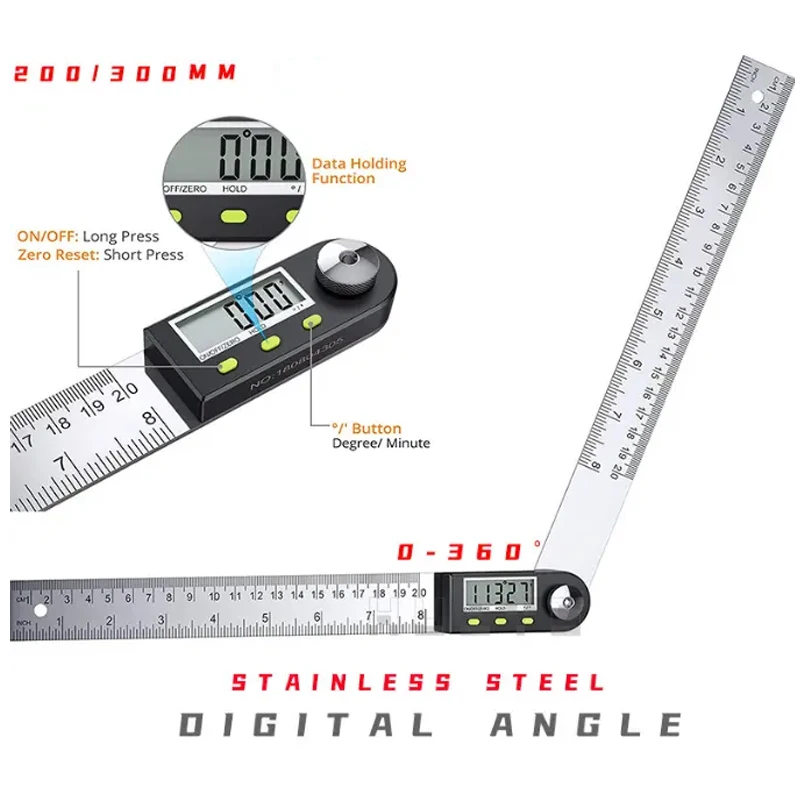 Kątomierz elektroniczny przykładnica kątowa inklinometr 20/30cm ze stali nierdzewnej celownik kątowy cyfrowego narzędzia stolarskie miernik