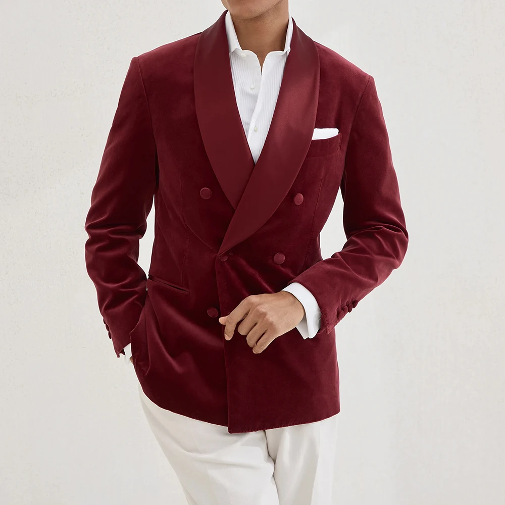 

Bespoke Men's Suits Fashion Double Breasted Shawl Lapel Slim Fit 2 Piece Jacket Pants Full Sets Customzied Male Clothing Costume