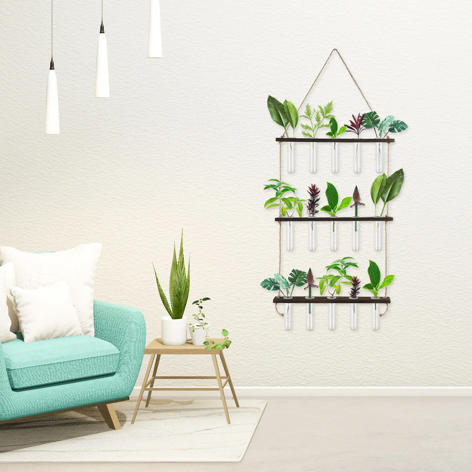 Wall Hanging Planter Multifunctional Test Tube Flower Vase Glass Planter for Living Room Bedroom Restroom Wall Hanging Planter