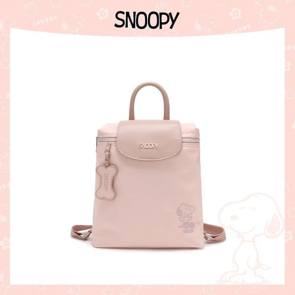 Kawaii snoopy bolsa crossbody feminina leve dobrável náilon dos desenhos animados bordado mochila portátil bolsa casual presentes