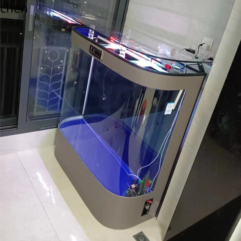 ZML new water-free ecological intelligent temperature control bottom filter floor hot bending tank aquarium large