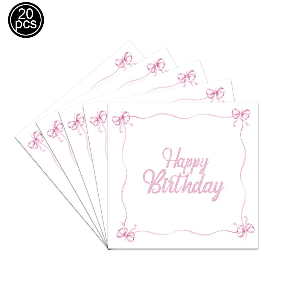 Mädchen Frauen Rosa Schleife Geburtstag Einweggeschirr Party Dekor Babyparty Junggesellinnenabschied Schleife Pappteller Tassen Partyzubehör – Detail 4