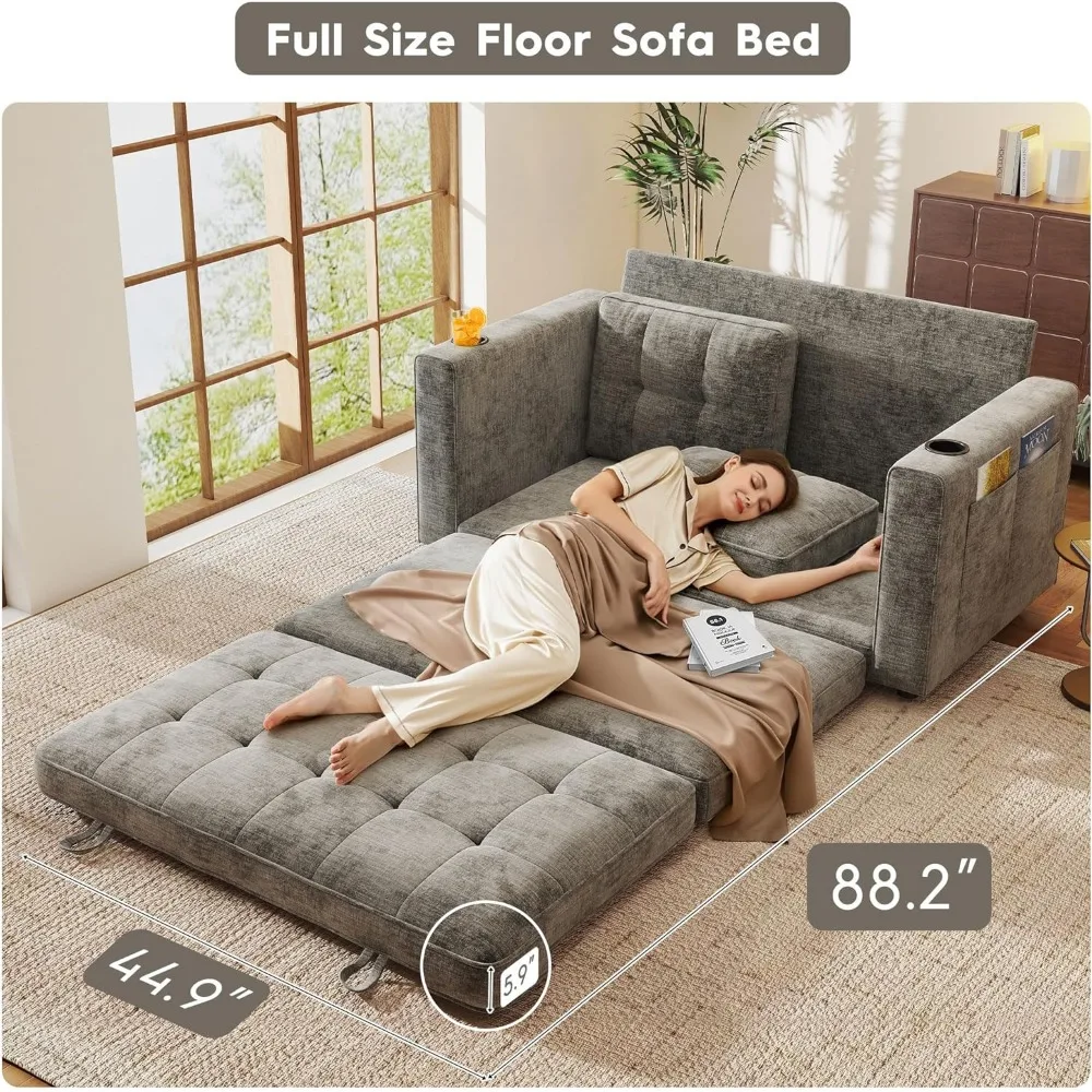 Трансформируемый складной диван-кровать, диван-кровать Love Seat с подстаканником и подушкой, компактное складное спальное место для малого возраста