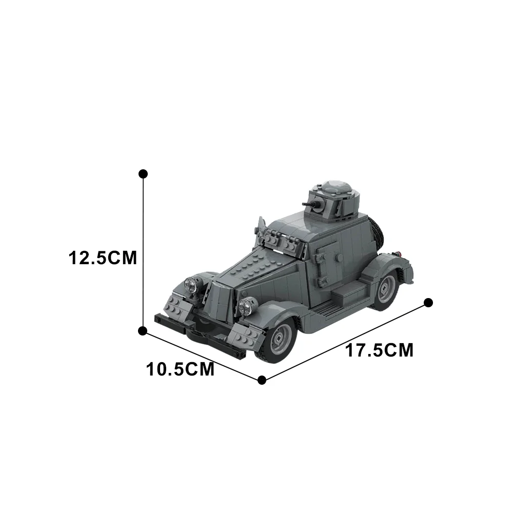 Gobricks MOC BA-20 라이트 장갑 차량 모델 빌딩 블록, 클래식 올드 스타일 장갑 수송 차량 벽돌 장난감, 어린이 선물