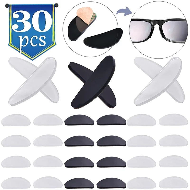 Almohadillas de silicona adhesivas para gafas, almohadillas para la nariz, antideslizantes, finas, blancas, accesorios para gafas, 10-30 piezas