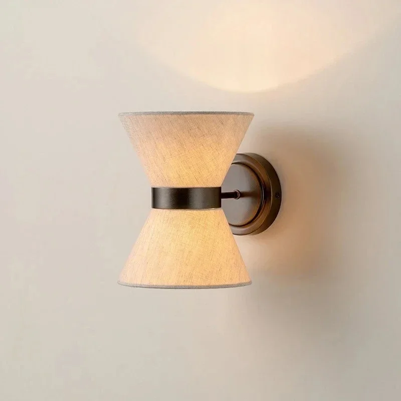 Japanese Retro Simple LED Fabric Wall Lamp Bedroom Bedside Lamp Living Room Dining Room Home Decoration Lighting