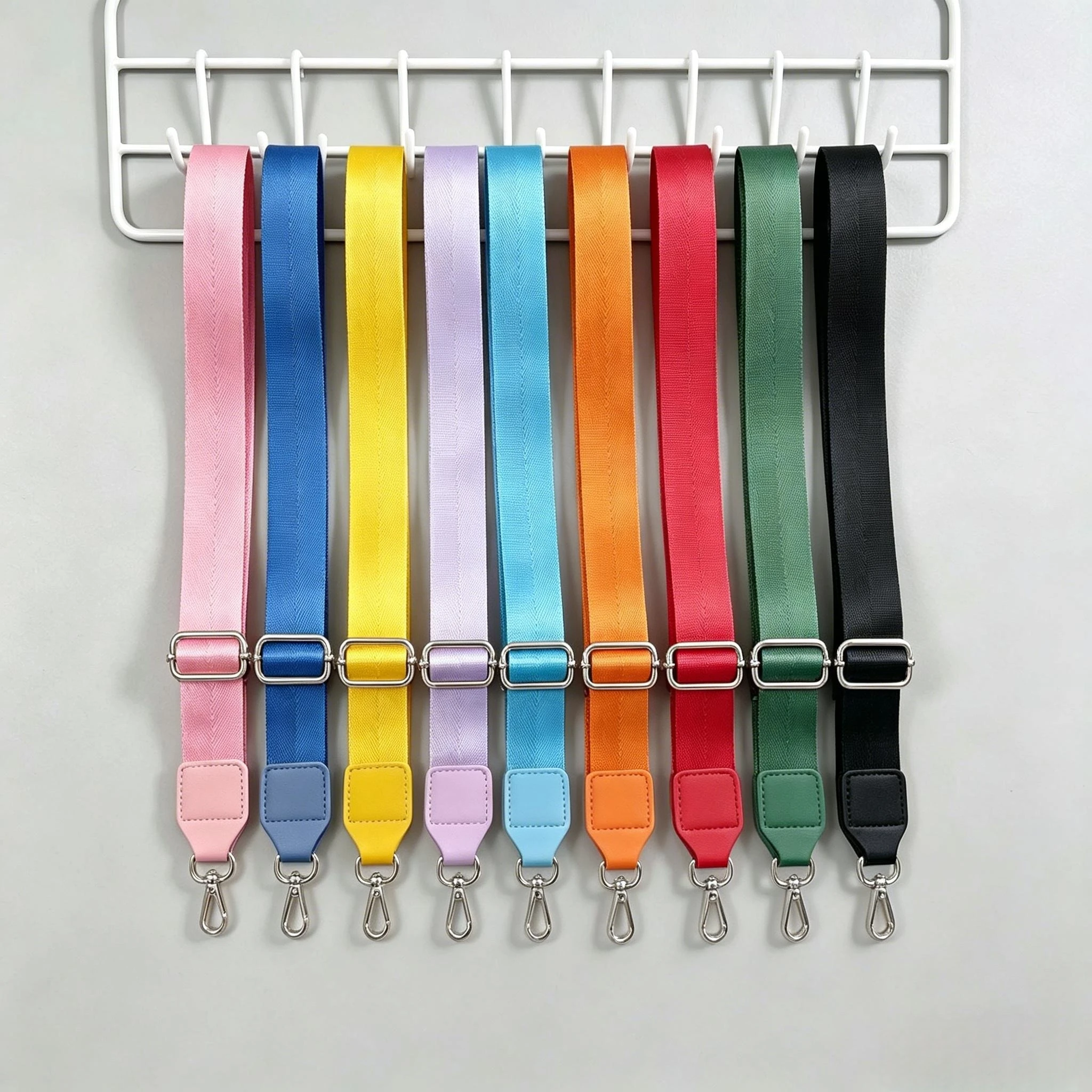 Adjustable Wide Nylon Bag Strap Replacement Crossbody Handbag Shoulder Strap Silver Metal Clasp DIY Bag Accessories
