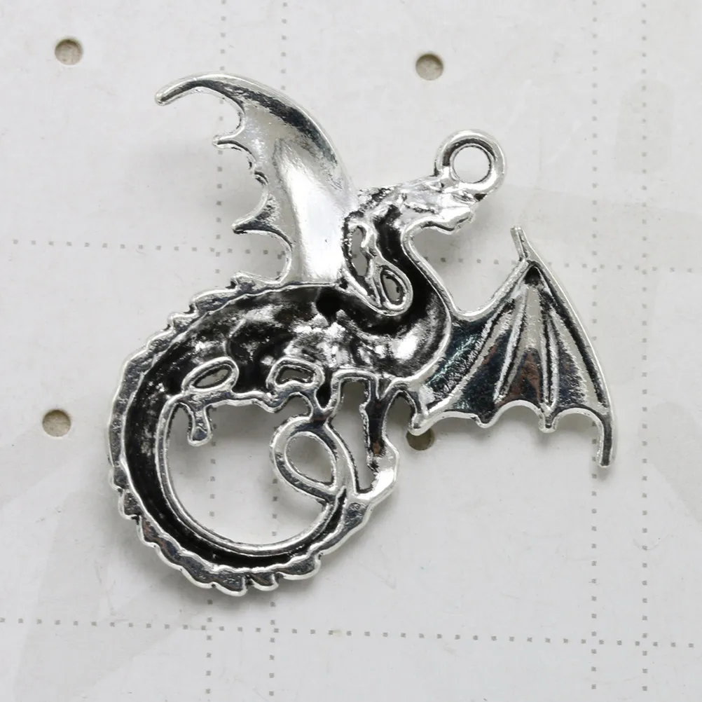 

10Pcs Alloy Dragon Pendants Charms Silver DIY Jewelry Making Necklace Bracelet Keychain Accessories Alloy Pendant Charm