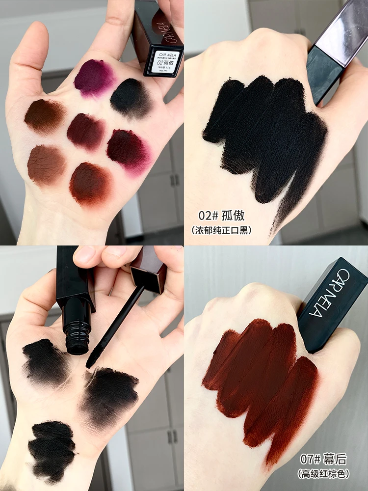 カルメラ ベルベット マット フォグ リップ マッド ブラウン ブラック パンク ハロウィン ダーク ゴシック 簡単に塗れるリップ グレージ 6.5g 容量