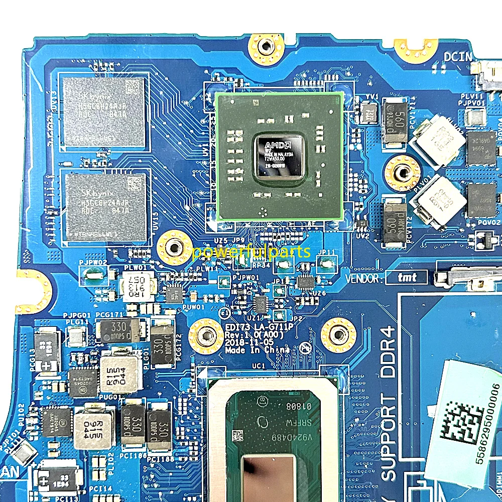 EDI73 LA-G711P untuk DELL Inspiron 17 3480 3580 3481 3780 Motherboard 0VT31N 0WTTRR i5-8265 i7-8565 Cpu dengan grafis bekerja baik