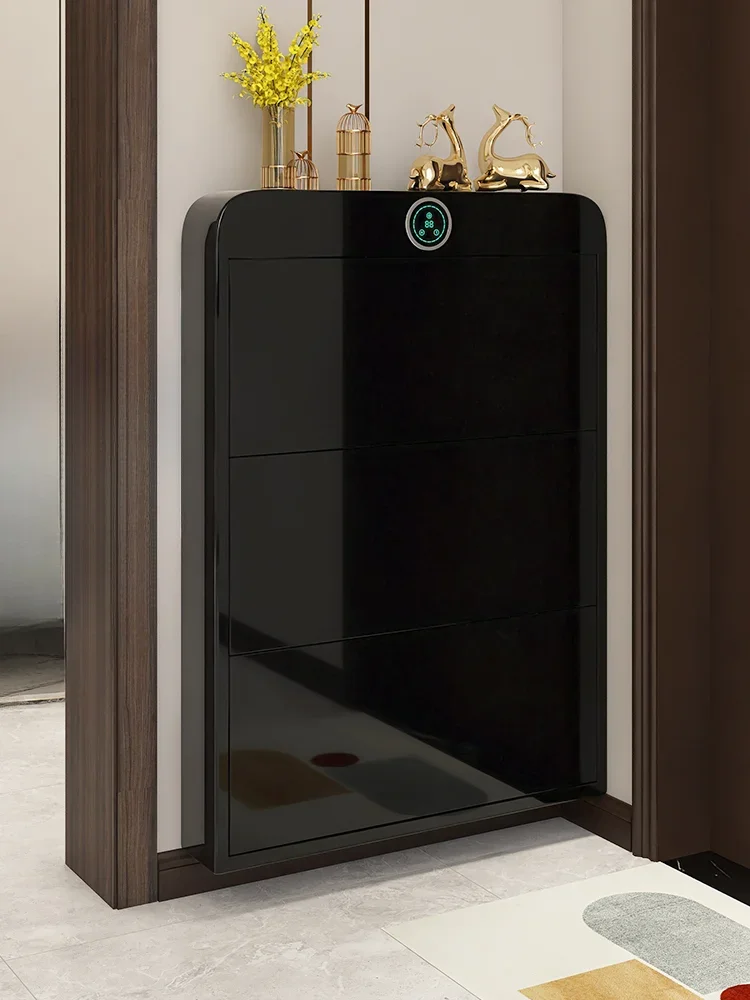Ultra-thin shoe cabinet light luxury intelligent disinfection sterilization door living room integrated against the wall