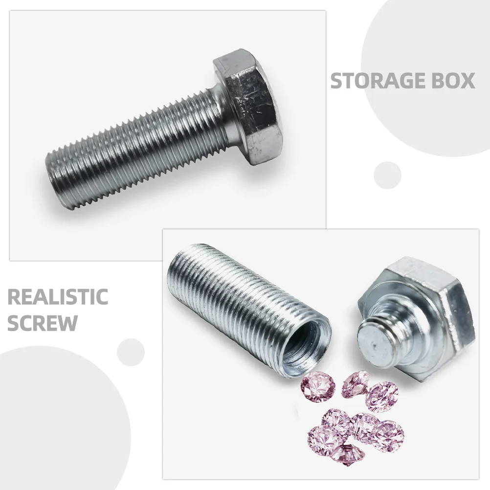 2 Pcs Concealed Storage Metal Bolt Shaped Container Trinkets Money Hiding Accessories for Camping Screw Containers Boxes