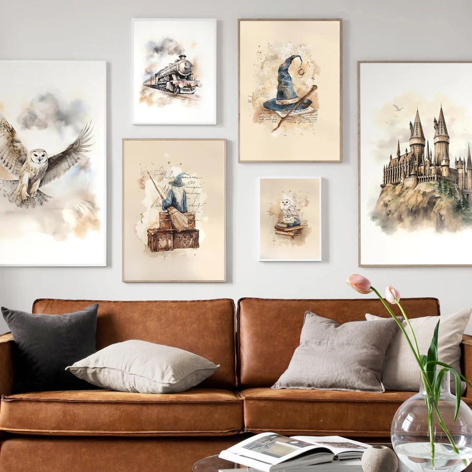 

Vintage Castle Witchcraft Magic Posters Home Decor Decoration Abstract Prints Canvas Decorative Painting Interior Wall Art Mural
