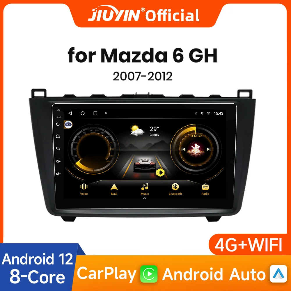 

JIUYIN Wireless CarPlay For Mazda 6 II GH 2007- 2012 Car Radio Multimedia Video Player Navigation stereo GPS Android 10 No 2din