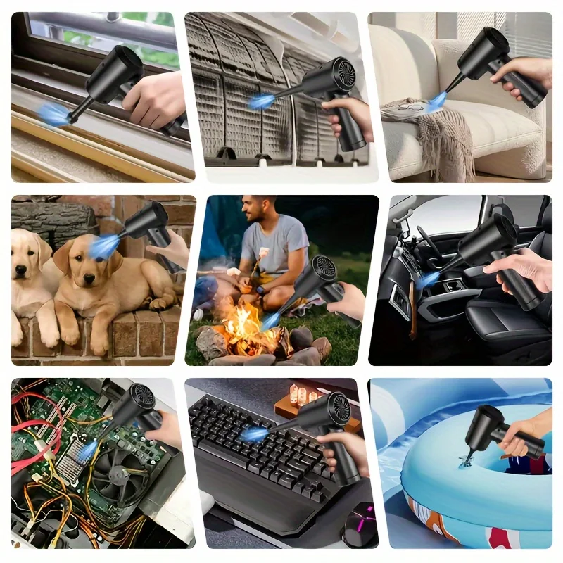 منفضة هواء لاسلكية قابلة لإعادة الشحن عبر USB - منفاخ هواء مضغوط قوي، ينطبق على أجهزة الكمبيوتر ولوحة المفاتيح والأريكة والسيارة