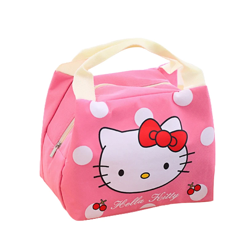 Hello Kitty Lunch Bag Student Office Work Bento Bag Cartoon Large Capacity Insulation Lunch Bags Portable Picnic Food Cooler Bag