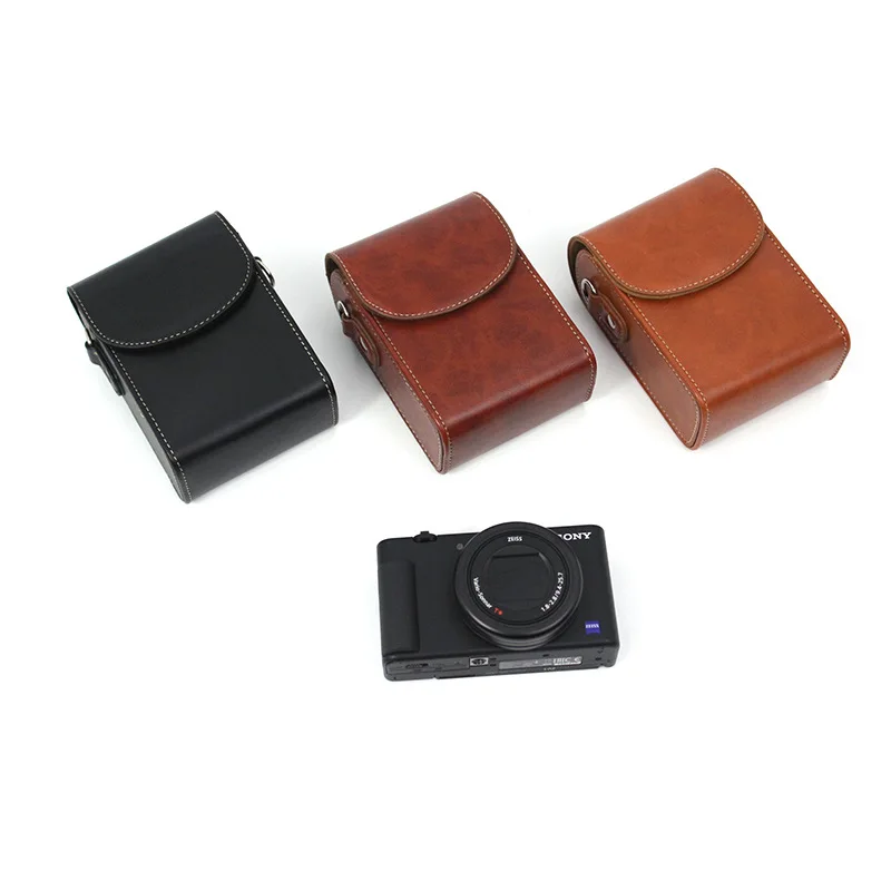 

PU Leather Case Universal Camera Bag Pouch Body Cover Protector for Sony ZV-1 RX100iv Canon G7X3 SX740 Ricoh GR3 Panasonic LX10