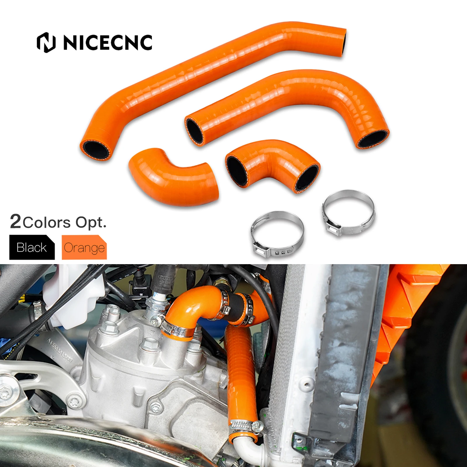 

NiceCNC For KTM EXC 300 EXC250 XCW 300 250 2024 SX250 SX300 XC250 XC300 Motorcycle Silicone Radiator Coolant Hose Clamps Kit