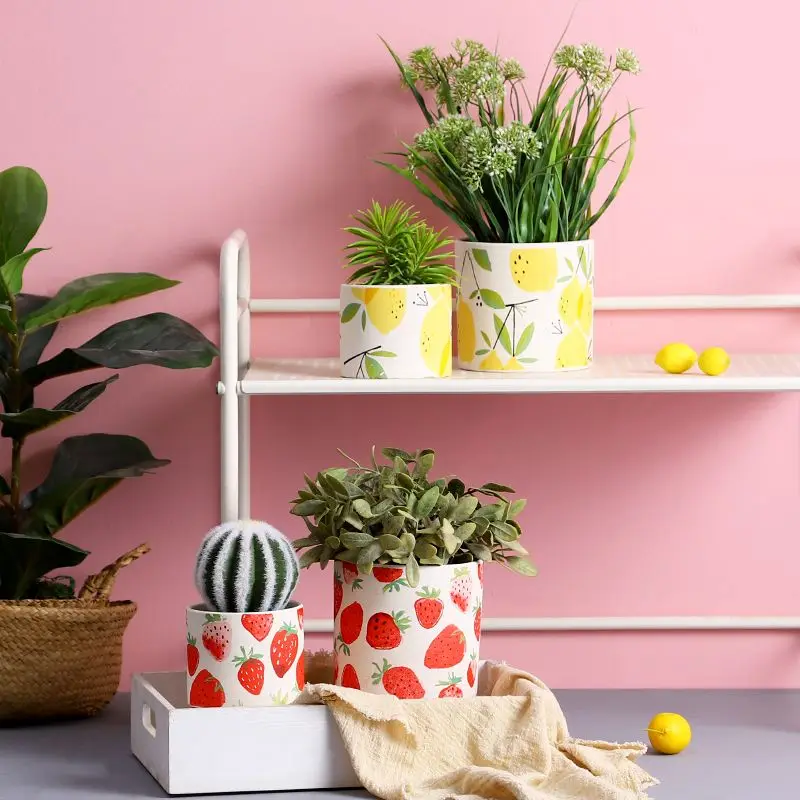 Creative Strawberry Fruit Flower Pots, Simple Breathable Flowerpot, Succulent Plant Potted Plant