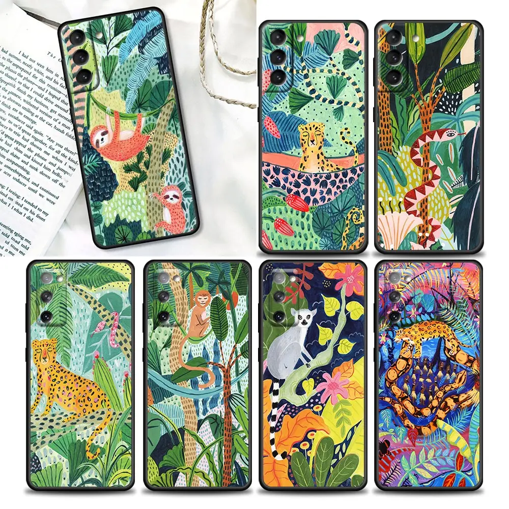 Custodia per telefono per Samsung Galaxy S22 S23 S24 S10 S21 S20 Fe Plus S23 custodia in Silicone Ultra 5G Cover Art Cartoon Anime Sloth Leopard