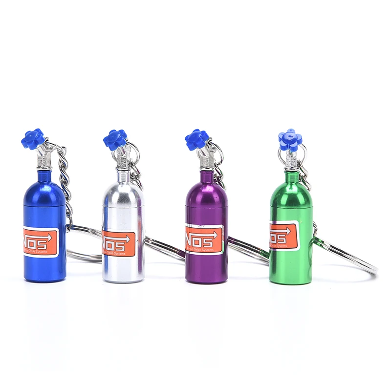 Car Turbo NOS Keychain Nitrogen Bottle Metal Key Chain Key Ring Stash Pill Box Storage