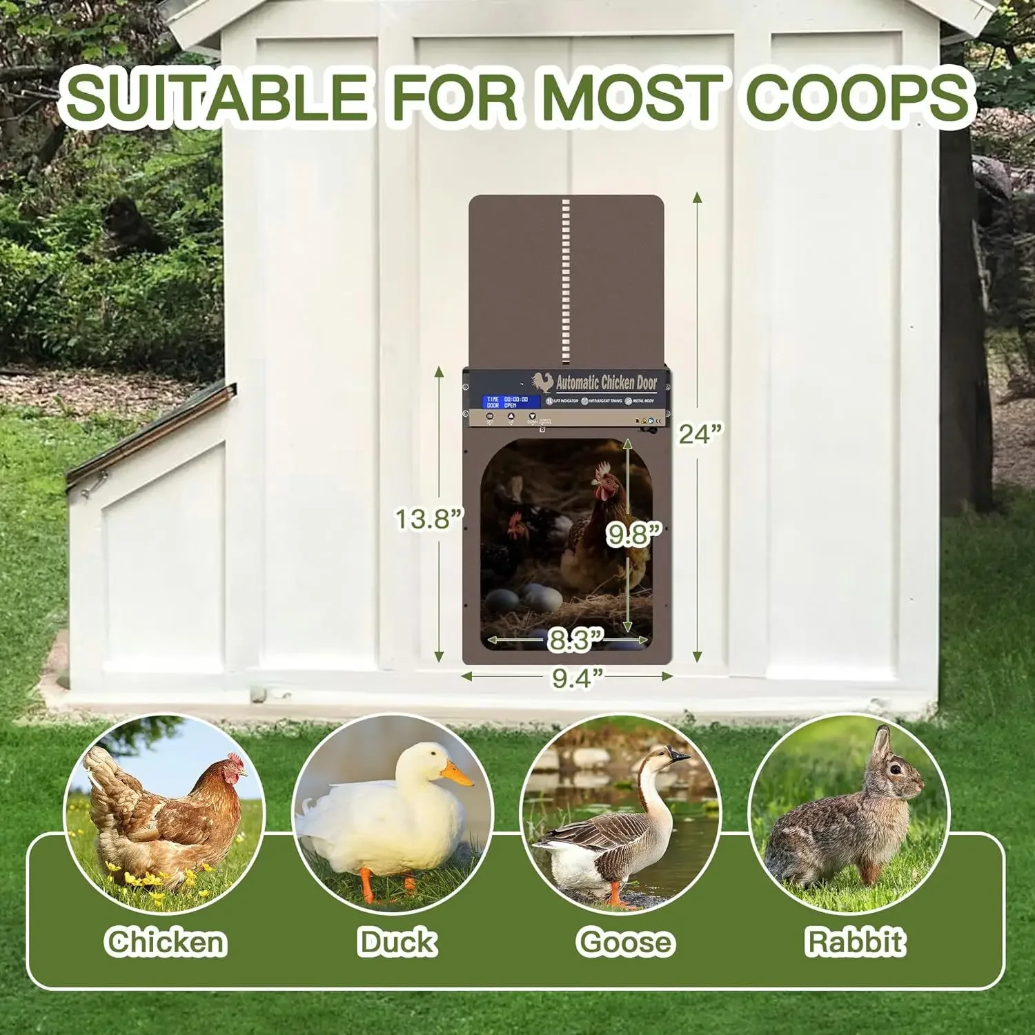 Automatic Chickan Coop Door Automatic opening and closing chicken coop door, anti-pinch chicken door