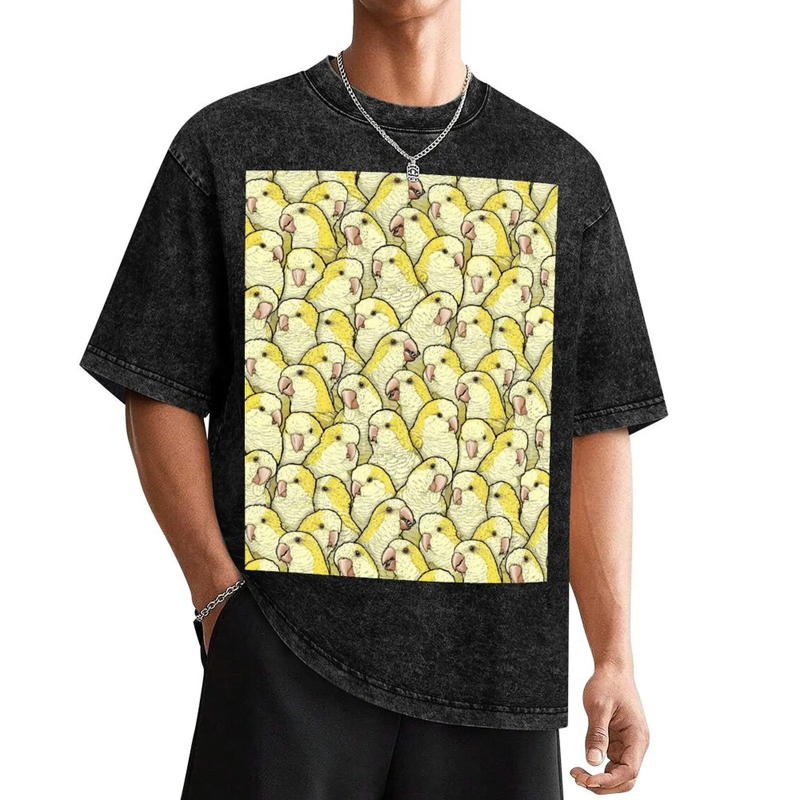 

Yellow Lutino Quaker Monk Parakeets T-Shirt anime animal prinfor boys t shirts men