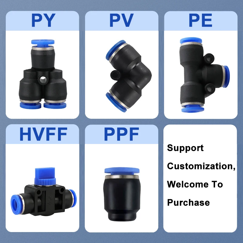 PU PY PK PE PV SA PP PZA 4-16mm Pneumatic Fitting Pipe Quick Connector Tube Air Quick Fittings Water Push In Hose Couping