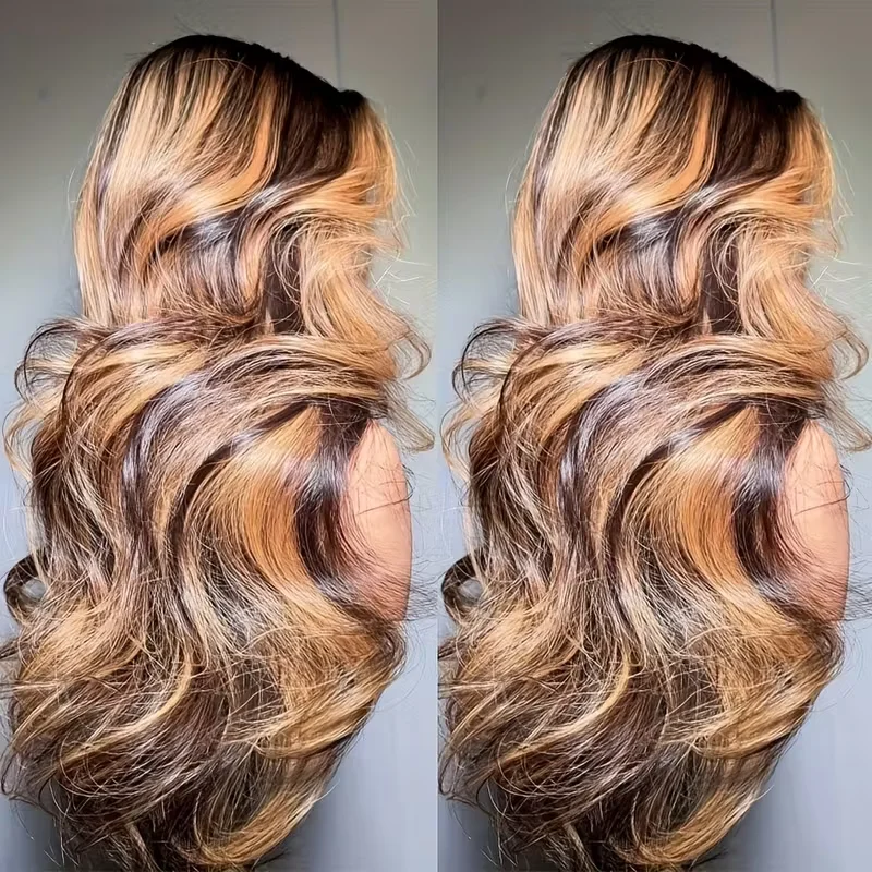 

Выделите парик из человеческих волос 13x6 Объемная волна Кружевной фронтальный парик Медовый блондин Цвет 13x4 HD Парик фронта шнурка для женщин Натуральная линия волос