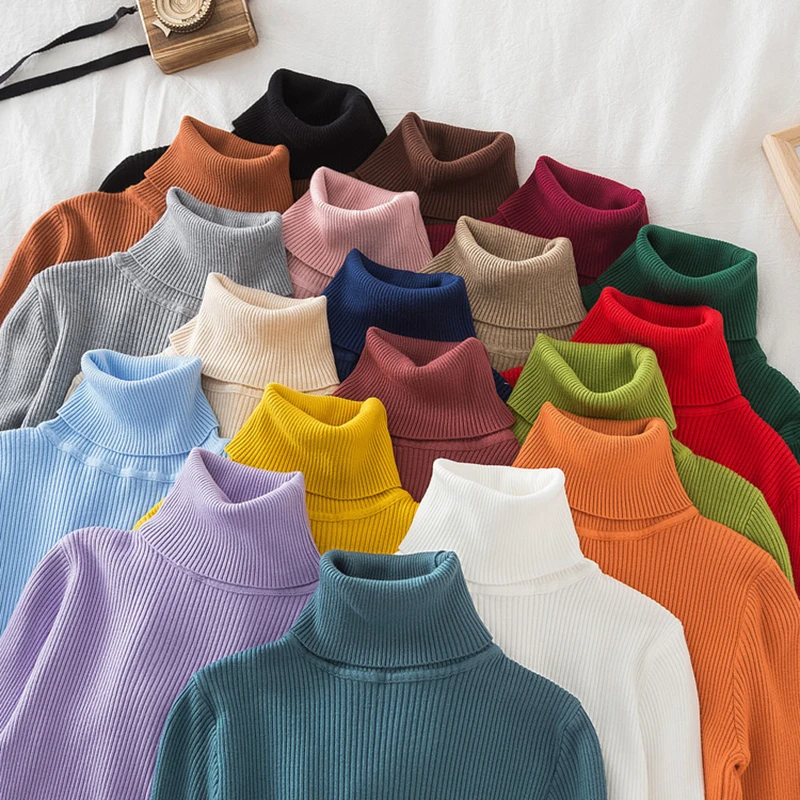 

Women Turtleneck Sweater Knitted Soft Pullovers cashmere Jumpers Basic Solid Soft Sweaters Women Autumn Winter Casual good 2026