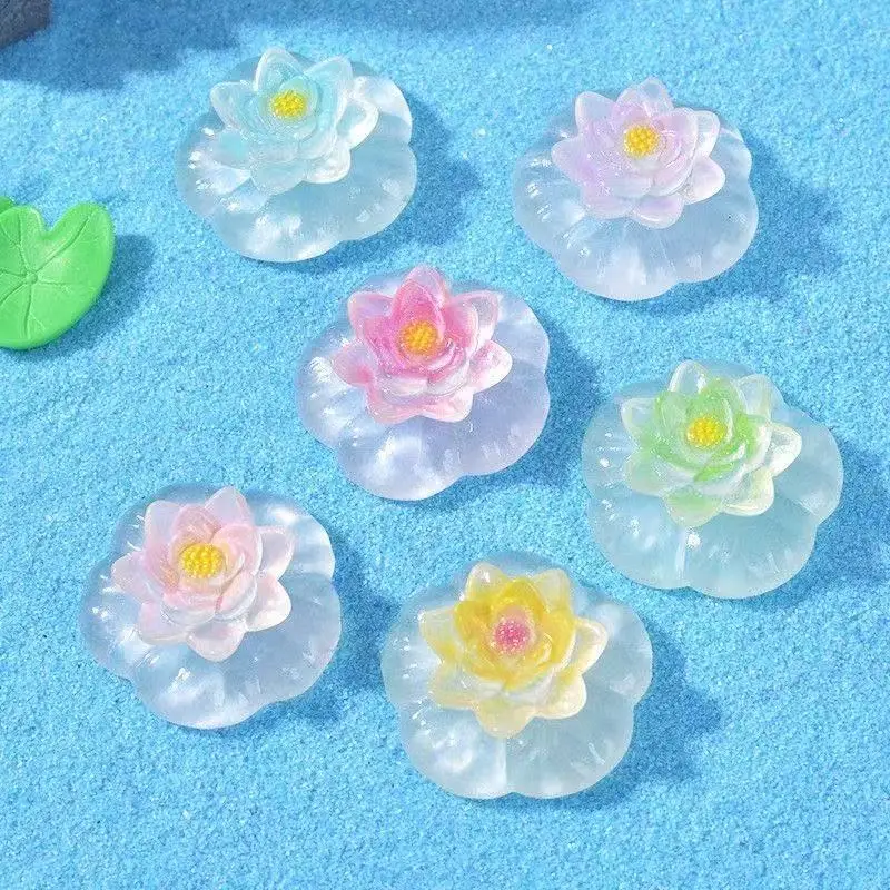 

Micro Landscape Simulation Luminous Lotus Ornament Fish Tank Gardening Landscape Accessories Home Desktop DIY Resin Decoration