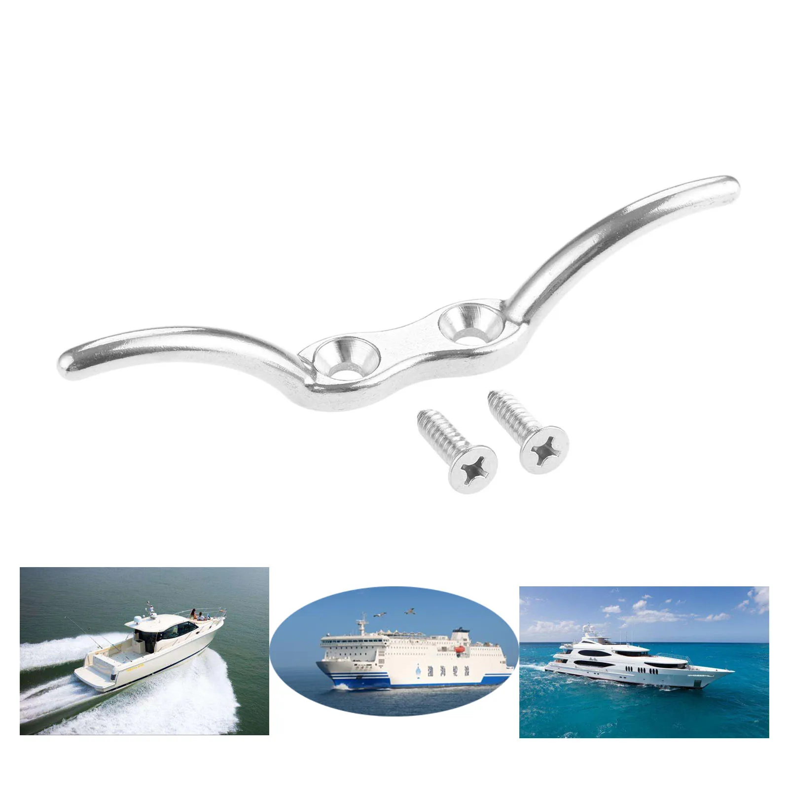 150mm/6 Marine Grade 316 Stainless Steel Flagpole Cleat Fixed Hook Rope Fasten Halyard Boat Securing Tie Down Docks Yacht Boats