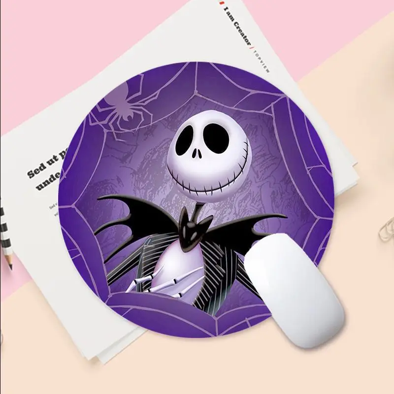 Disney Jack Skellington 20 x 20 cm rundes, verdicktes Mauspad, übergroße Gaming-Tastatur, Tischmatte, Schreibtisch-Set, Zubehör, Padmouse