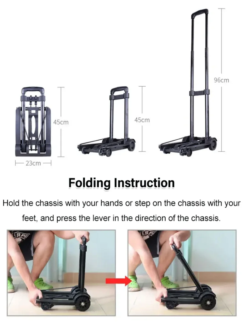 Folding portable luggage cart Lightweight removable trolley shopping cart