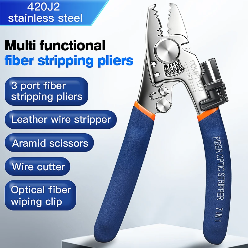 COMPTYCO F7/F3/F6/K3/K7 Multi-functional Fiber Optic Cable Stripping Tool FTTH Optical Fiber Stripper Pliers With Wiping Clip