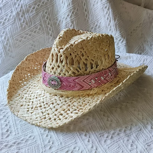 Imagen 2 del producto Sombrero de paja de vaquero hecho a mano para hombres y mujeres, sombreros de protección solar, gorra de ala ancha al aire libre, venta al por mayor, hierba de maíz natural