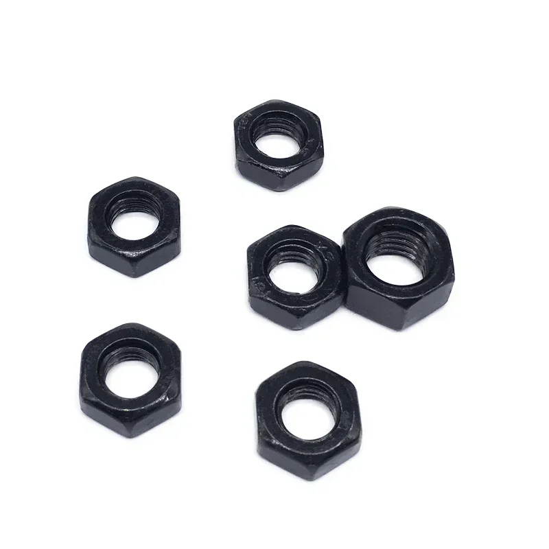 

qTQAYznS 20pcs M2 M2.5 M2.6 M3 M3.5 M4 M5 M6 M8 M10 M12 outer hex nuts hexagon screw cap nut black color