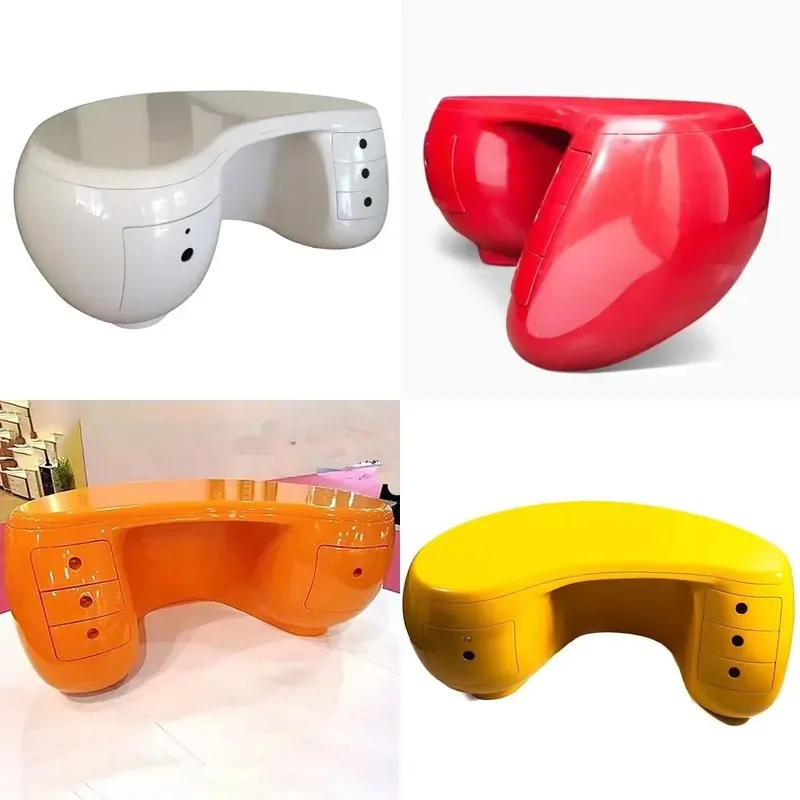 Modern Creative Fiberglass Reception Desk High End Automotive Paint Finish Ideal for Company Lobby Manager Office Beauty